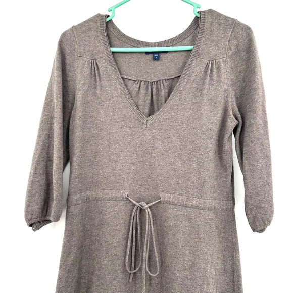 Gap size Small brown sweater dress‎ fitted waist with tie - Picture 3 of 4